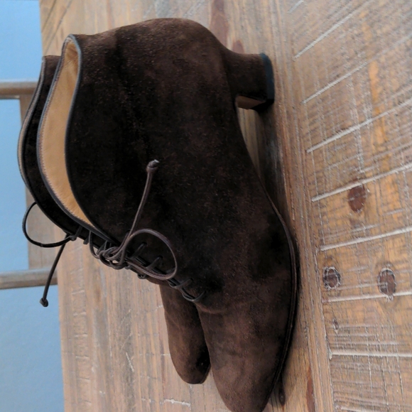 SALVATORE FERRAGAMO VINTAGE BROWN SUEDE BOOTIES - Picture 3 of 8